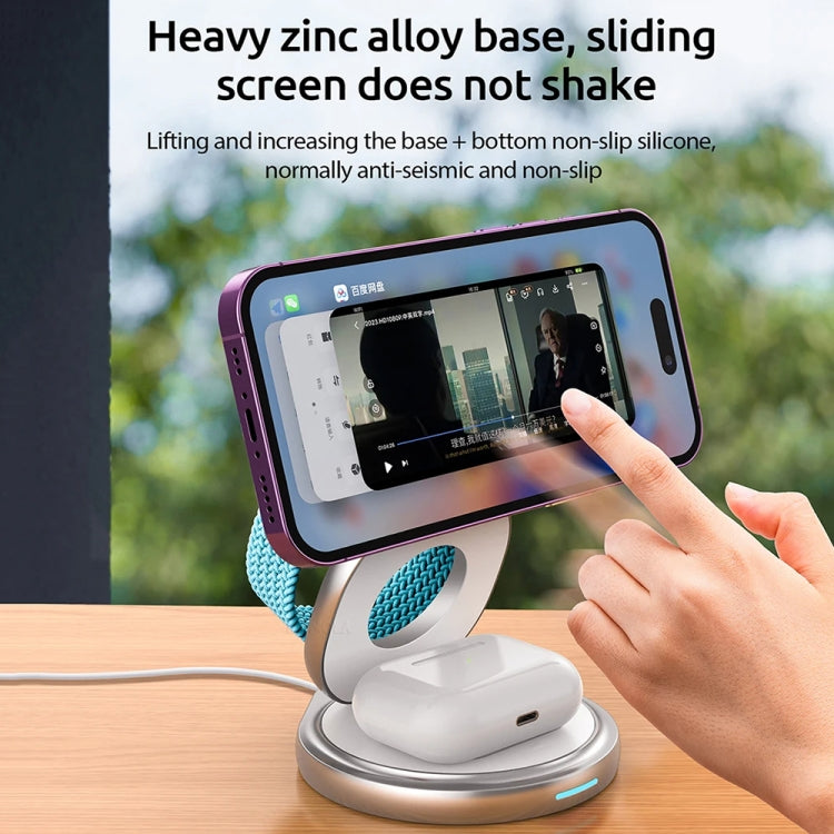 3-in-1 Zinc Alloy Magnetic Folding Wireless Charger