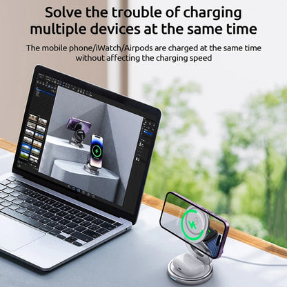 3-in-1 Zinc Alloy Magnetic Folding Wireless Charger