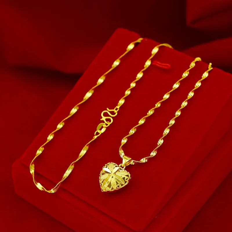 Gold Aura Heart Necklace detail view